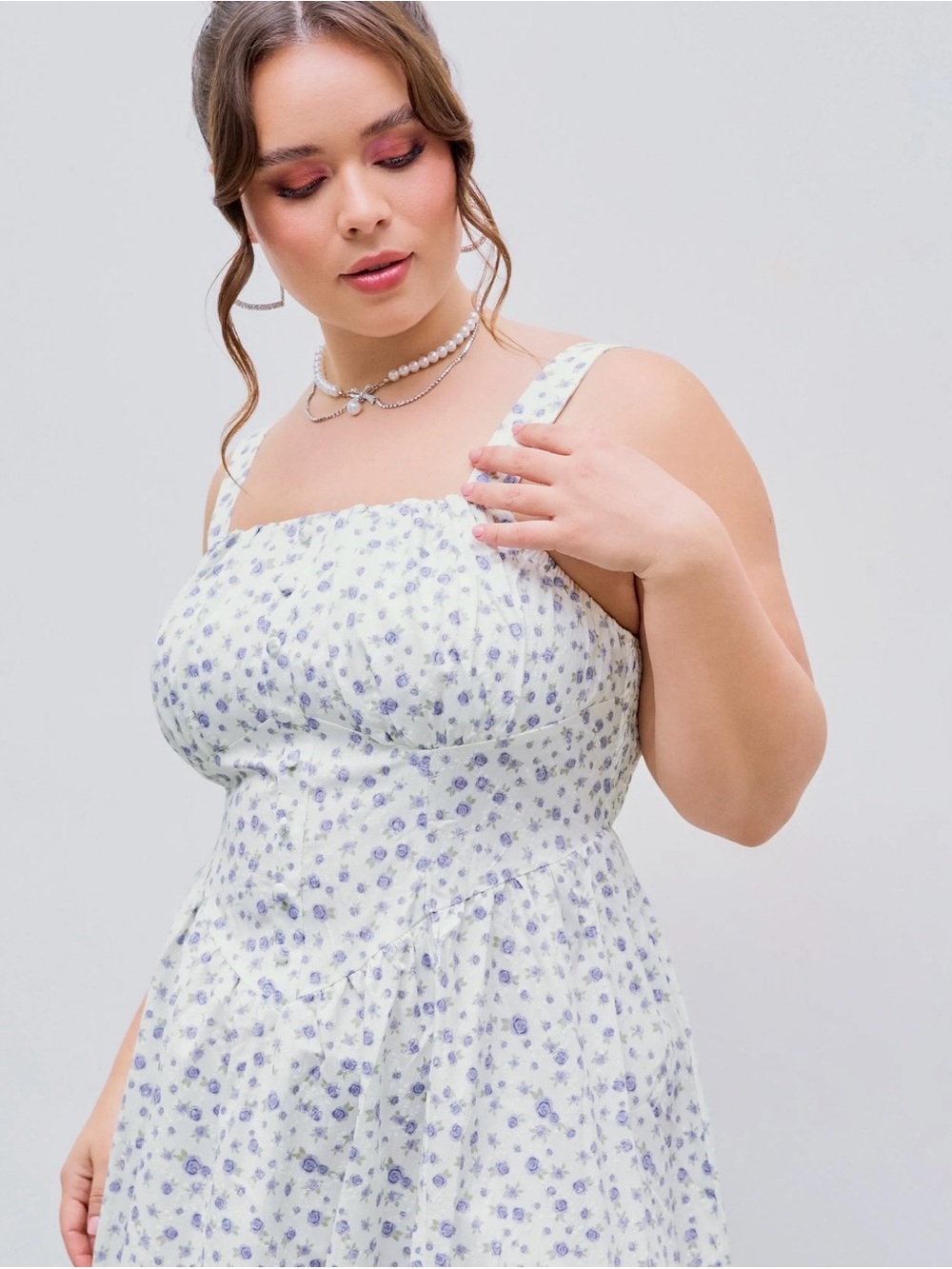 CIDER NWT SQUARE NECK FLORAL CORSET MIDI DRESS MEDIUM - Picture 4 of 10